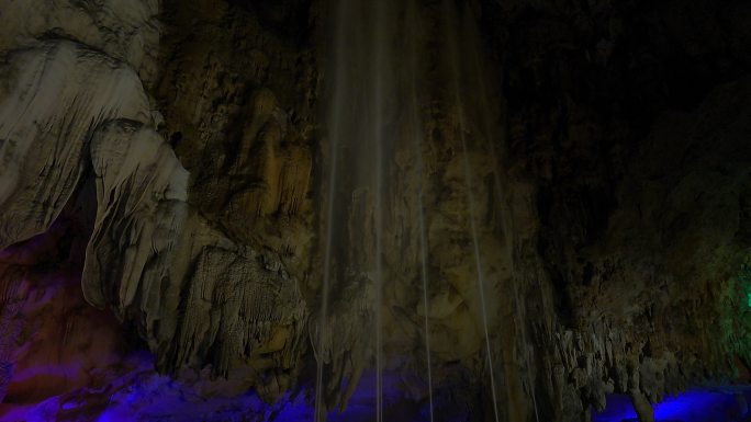 溶洞声控喷泉钟乳石喷泉喷水山洞洞穴