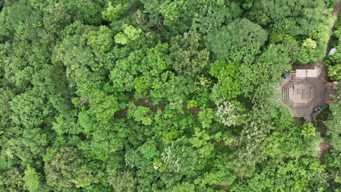 航拍襄阳岘山国家森林公园自然风光