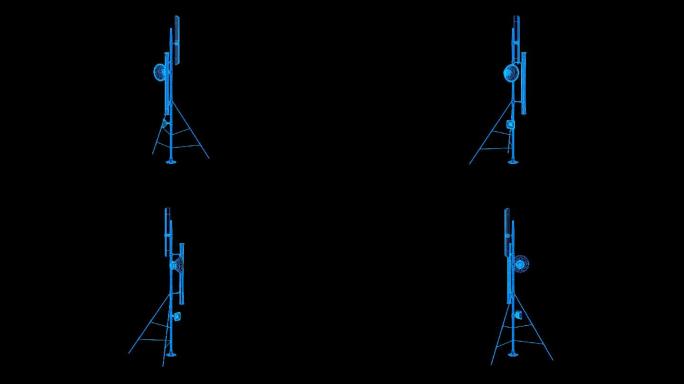 蓝色线框全息科技卫星雷达动画素材带通道