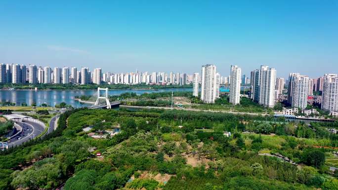 4K航拍临沂北城新区城市风景