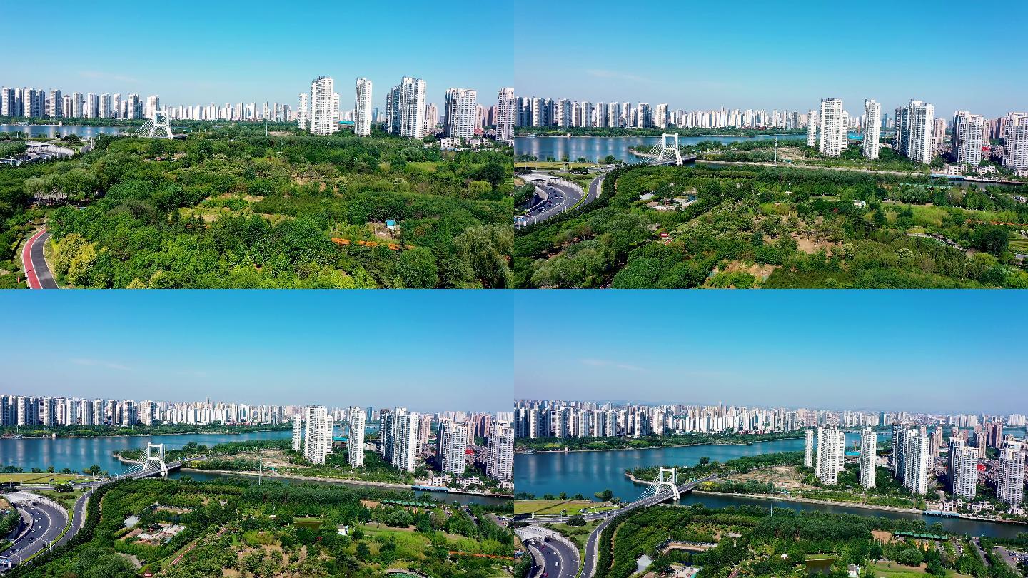 4K航拍临沂北城新区城市风景