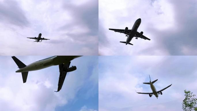 飞机降落逆光随拍 飞机场外飞机降落视频