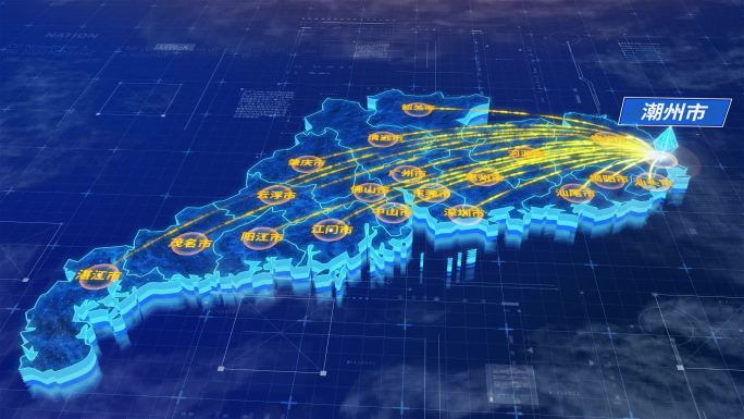 广东省潮州市辐射全省网络地图ae模板