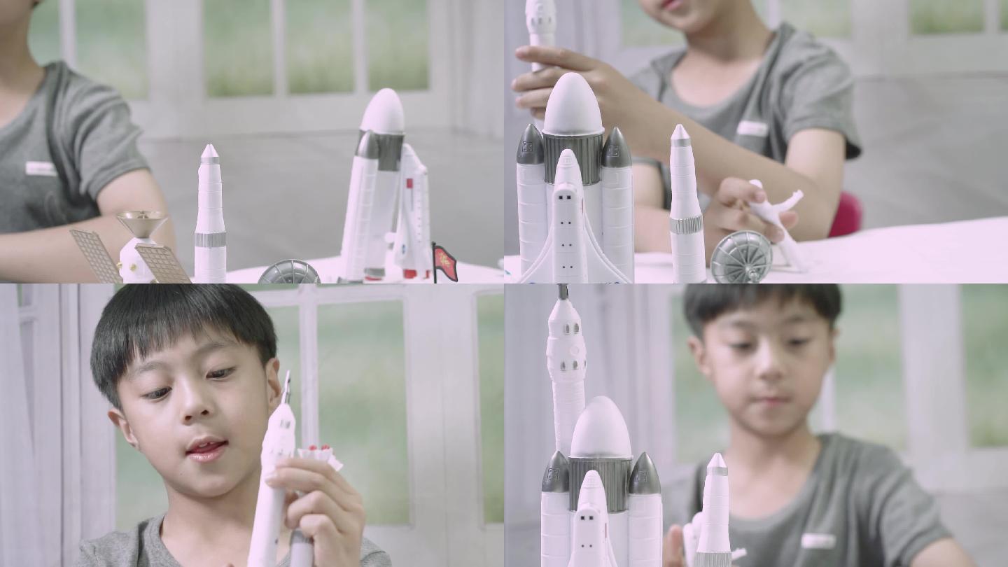 孩子玩玩具中国梦 航天 火箭玩具
