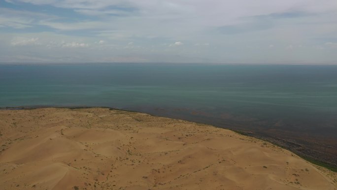 原创 新疆博湖县沙漠博斯腾湖自然风光航拍