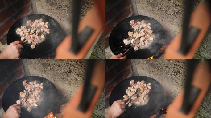 用铁板烤肉炒菜做饭煎烤