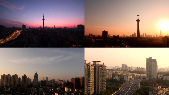 南京清晨日出电视塔