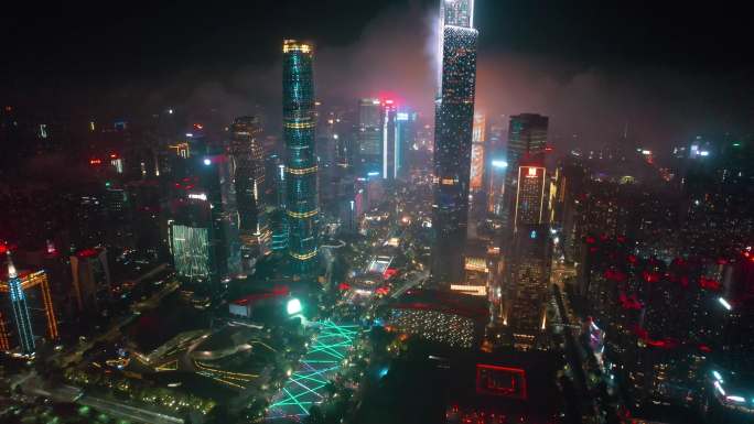 4K高清航拍广州CBD新中轴线城市夜景