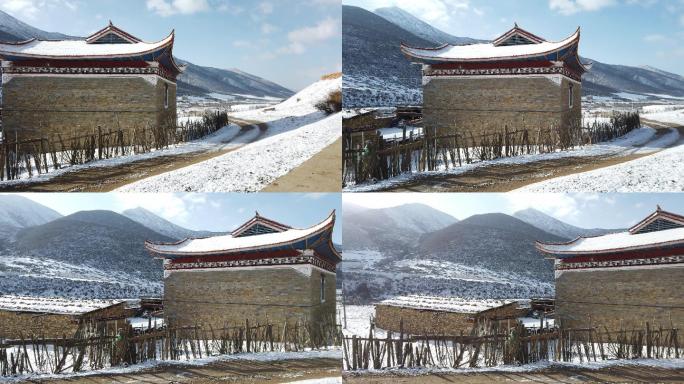 四川甘孜州雪山下的藏家