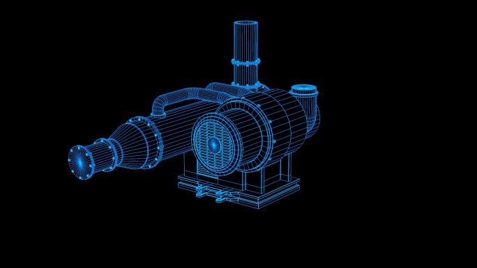 蓝色线框全息科技工业水管水泵动画带通道