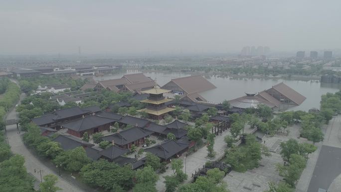 上海市松江区广富林遗址公园航拍