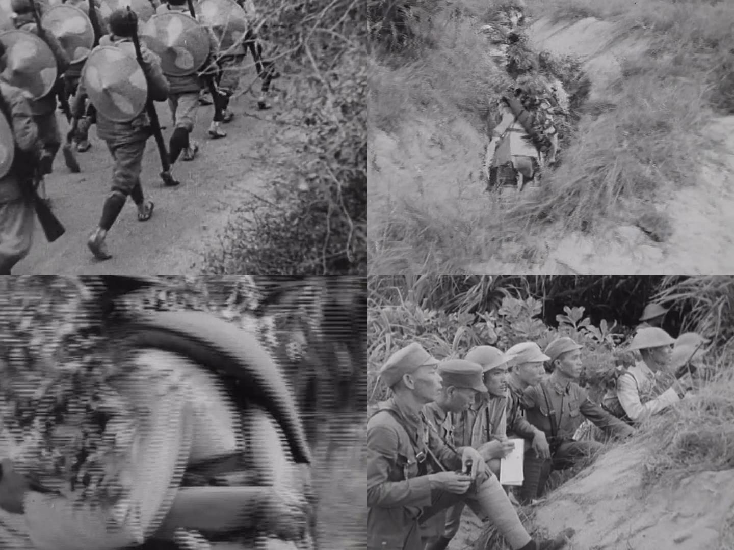 抗日战争行军奔赴战场战斗历史资料影像
