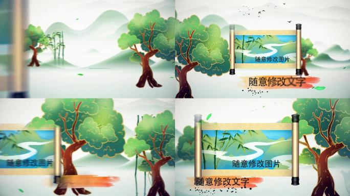 中国风彩绘卷轴水墨动画