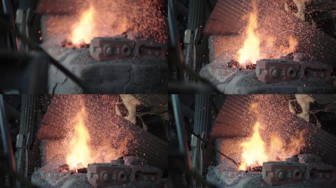 钢铁工业熔融金属，高炉火灾。