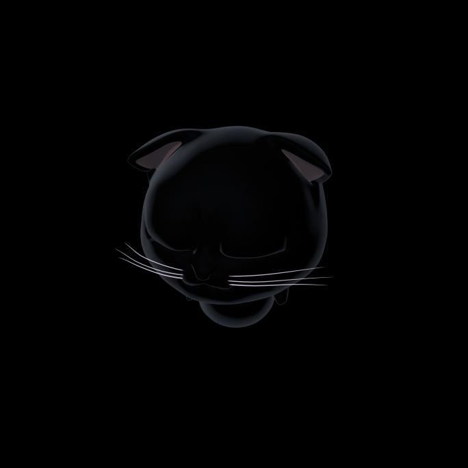 可爱3D卡通黑猫空中翻滚循环4K
