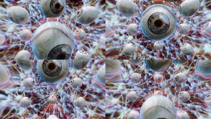 眼睛，神经细胞。医疗元素人体器官视力展示