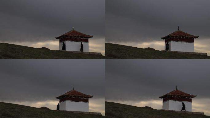 藏区藏族日出朝圣朝拜实拍