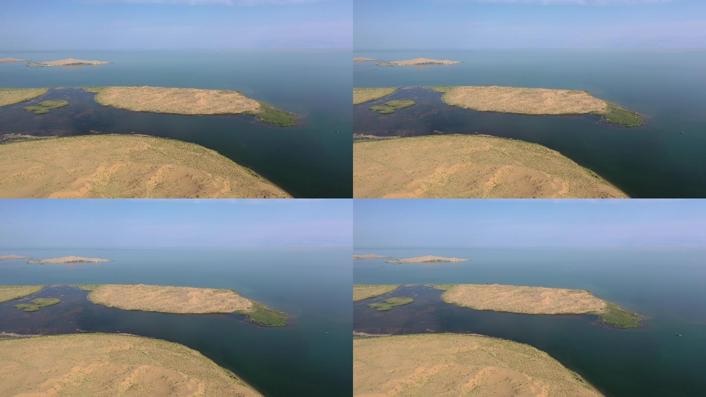 原创 新疆库尔勒沙漠博斯腾湖自然风光航拍