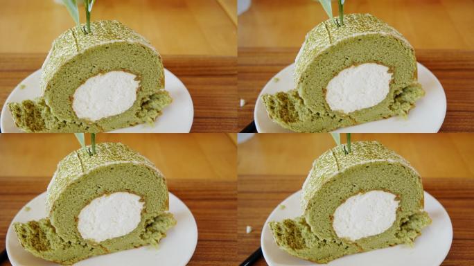 吃绿茶蛋糕卷绿茶蛋糕卷绿茶蛋糕