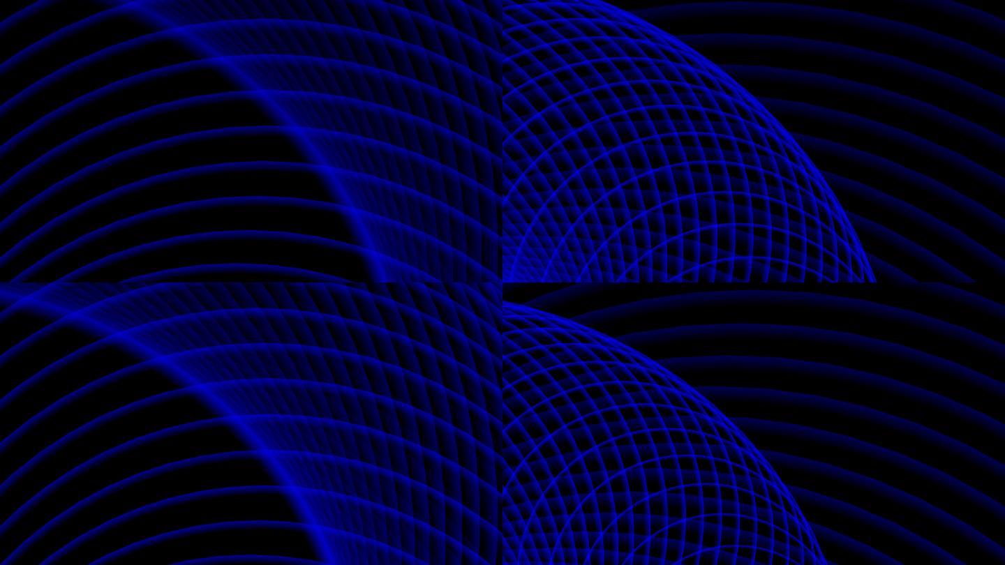 抽象分形背景动态素材蓝色光波雷达波
