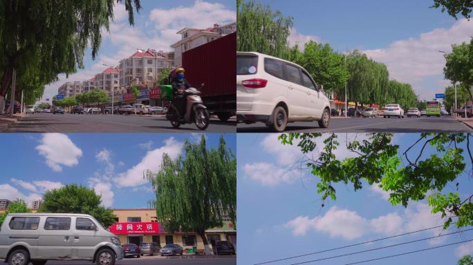 夏天城市空镜-城市道路蓝天逝去晴朗天气