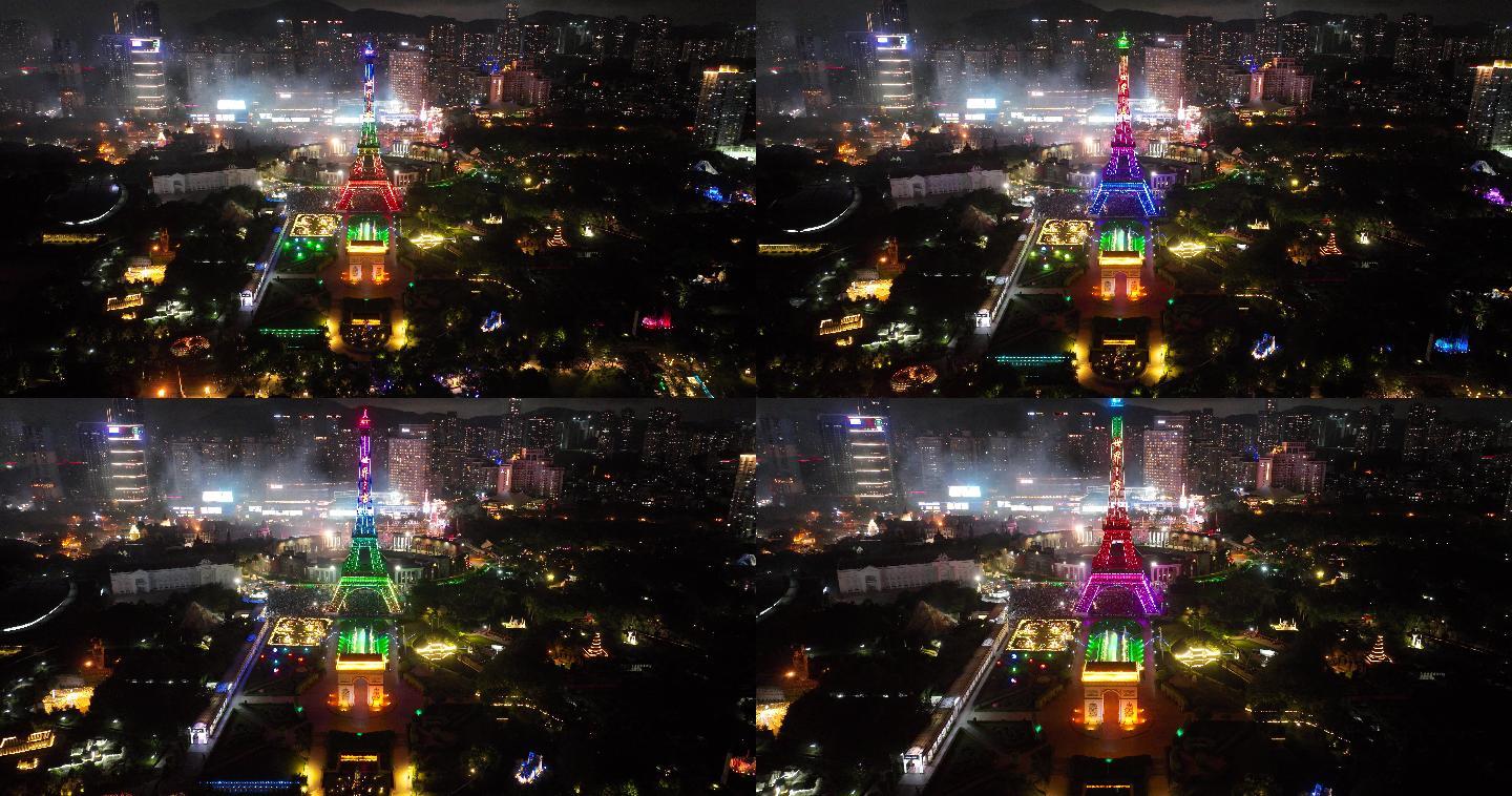 【正版5K素材】深圳世界之窗夜景航拍1