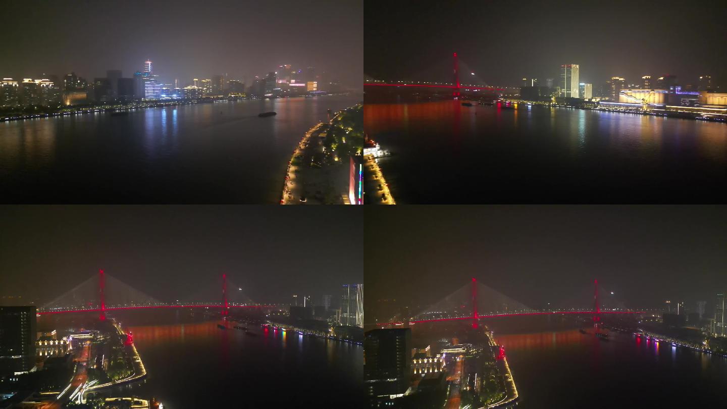 上海杨浦大桥夜景航拍