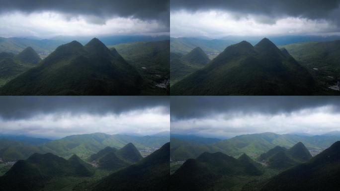 喀斯特地貌高山下雨 4k