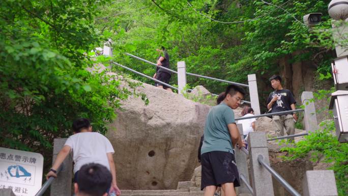 登山脚步台阶-攀登爬山背包客登山杖