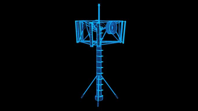 蓝色线框全息科技卫星雷达动画素材带通道