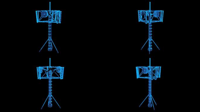 蓝色线框全息科技卫星雷达动画素材带通道