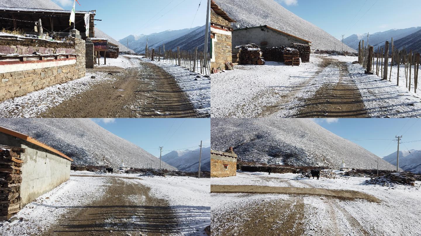 四川甘孜州藏家雪景