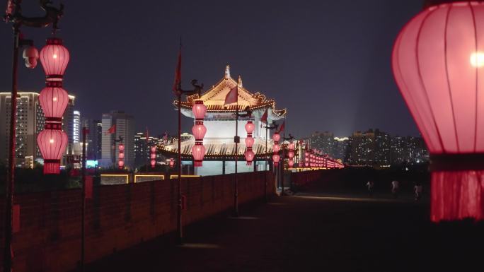 夜景古城墙/中国陕西西安