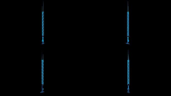 蓝色线框全息科技卫星天线动画素材带通道