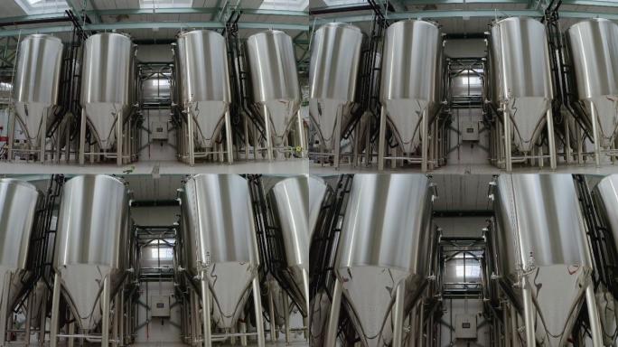 啤酒厂的金属桶酿造加工生产车间厂房