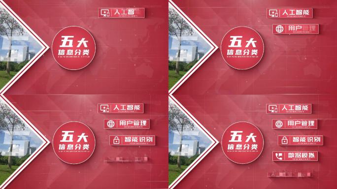 【5】红色科技信息分类ae模板包装五