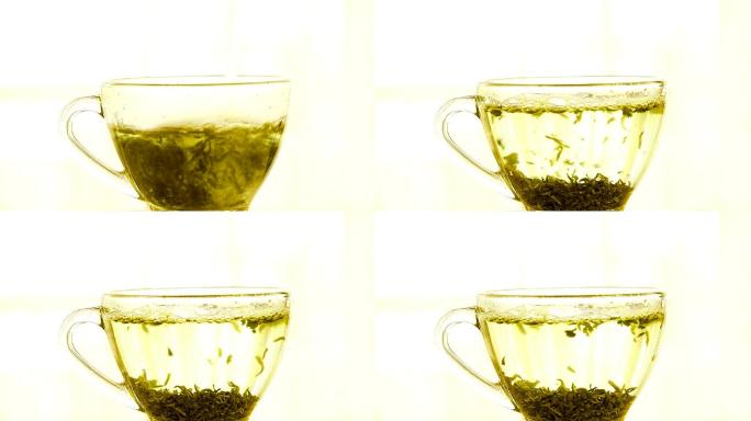 倒绿茶冲茶泡茶