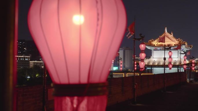 夜景古城墙/中国陕西西安