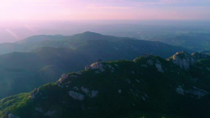 新县金兰山夕阳航拍