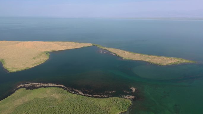 原创 新疆库尔勒沙漠博斯腾湖自然风光航拍