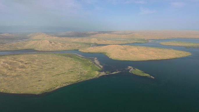 原创 新疆库尔勒沙漠博斯腾湖自然风光航拍