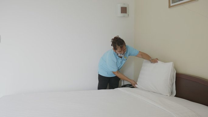 高级酒店服务员洁净室和酒店用品
