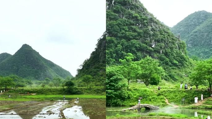 航拍桂林田园风光