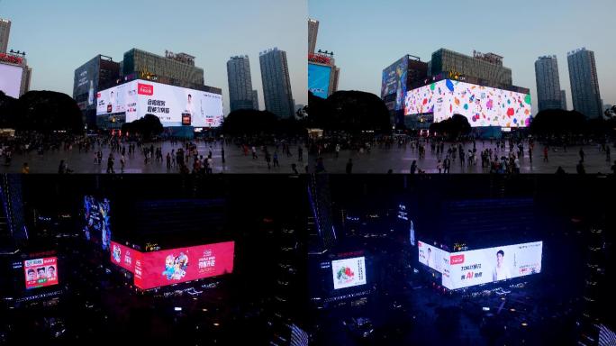 观音桥商圈行人走动夜景