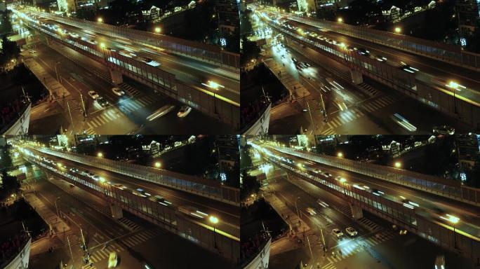 高架 路口 车流 夜景 电影感 延时