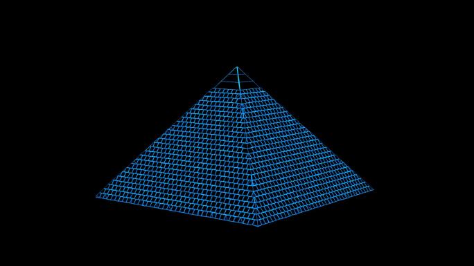 蓝色线框全息科技金字塔动画素材带通道