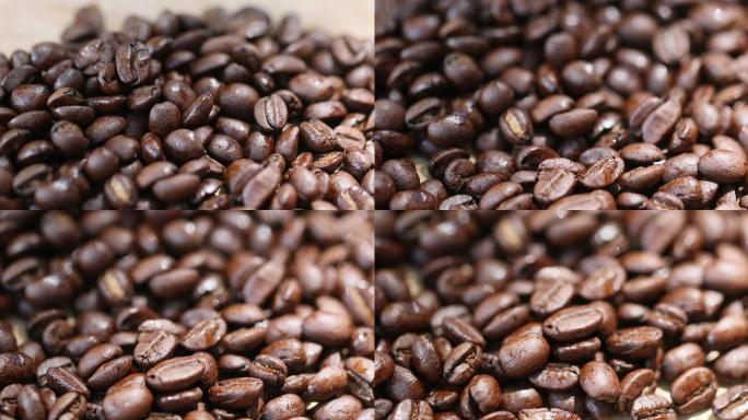 特写平移咖啡豆。原料