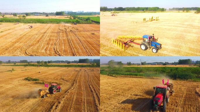 机械化耕地 麦秸打捆 芒种