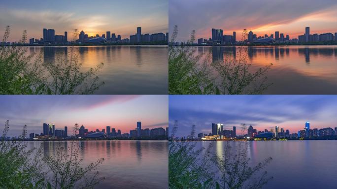 4K60P沈阳金廊浑河两岸日落转夜景