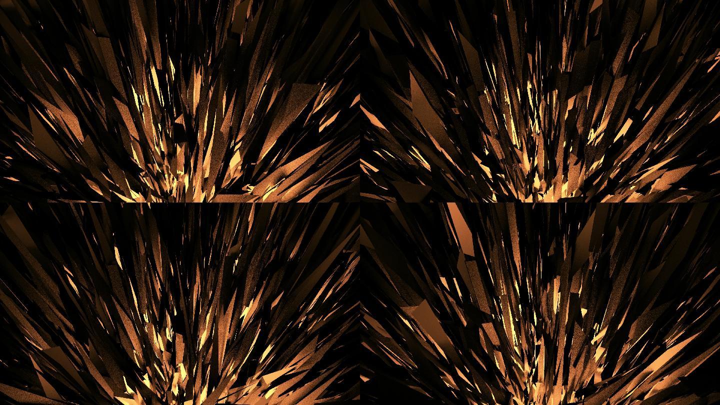 【4K时尚背景】黑金光影抽象发散光片闪动